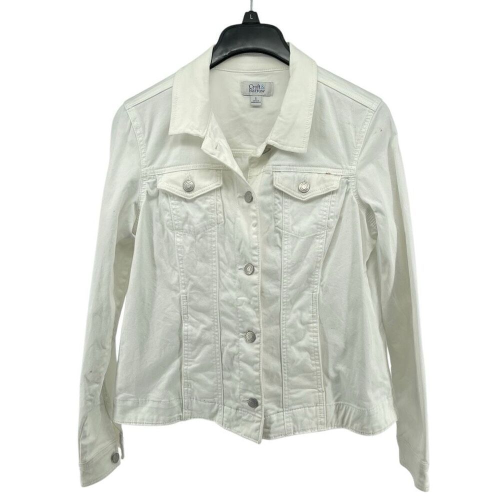 Croft & Barrow Women’s White Button Front Casual Denim Jacket Small